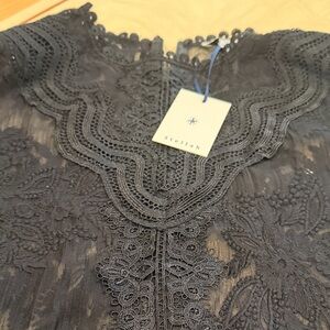 Stellah Black Lace and Satin Top